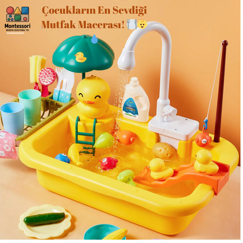 Çocuklar İçin Su Akan Mutfak Seti - Montessori Oyuncak