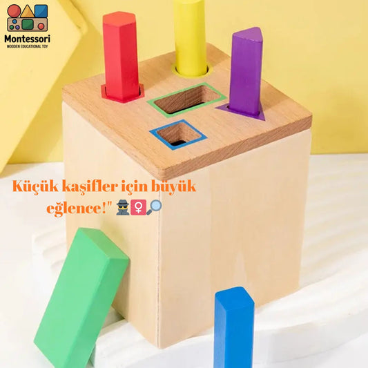 montessori, ahşap oyuncak, eğitici oyuncak, çocuk gelişimi, motor beceri, renkli bloklar, şekil eşleştirme