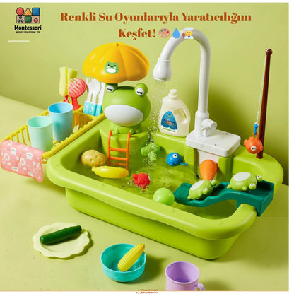 Çocuklar İçin Su Akan Mutfak Seti - Montessori Oyuncak