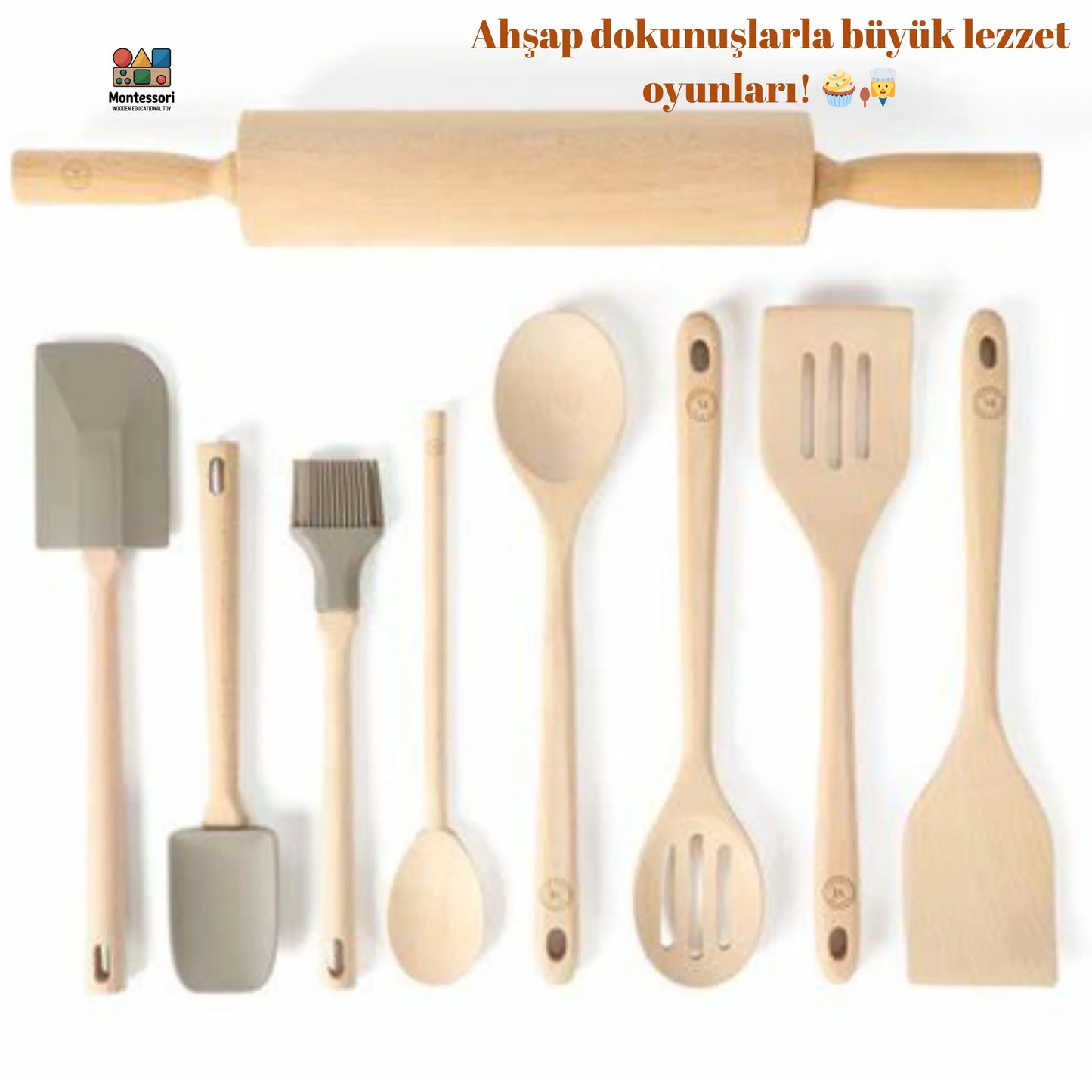 Minik Şeflerin Ahşap Mutfak Seti - 10 Parça Eğitici Oyuncak