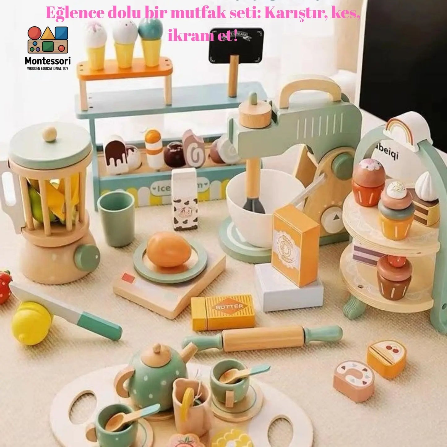 Minik Şefler Tahta Mutfak Oyuncak Seti – Montessori Stil