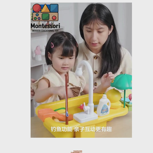 Çocuklar İçin Su Akan Mutfak Seti - Montessori Oyuncak