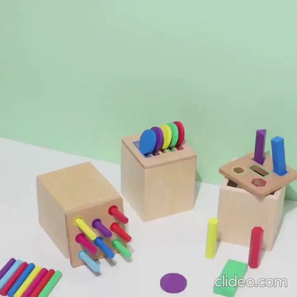 montessori, ahşap oyuncak, eğitici oyuncak, çocuk gelişimi, motor beceri, renkli bloklar, şekil eşleştirme